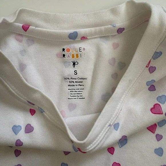 Roller Rabbit Falling Hearts Baby Tee Size Small - Picture 3 of 6